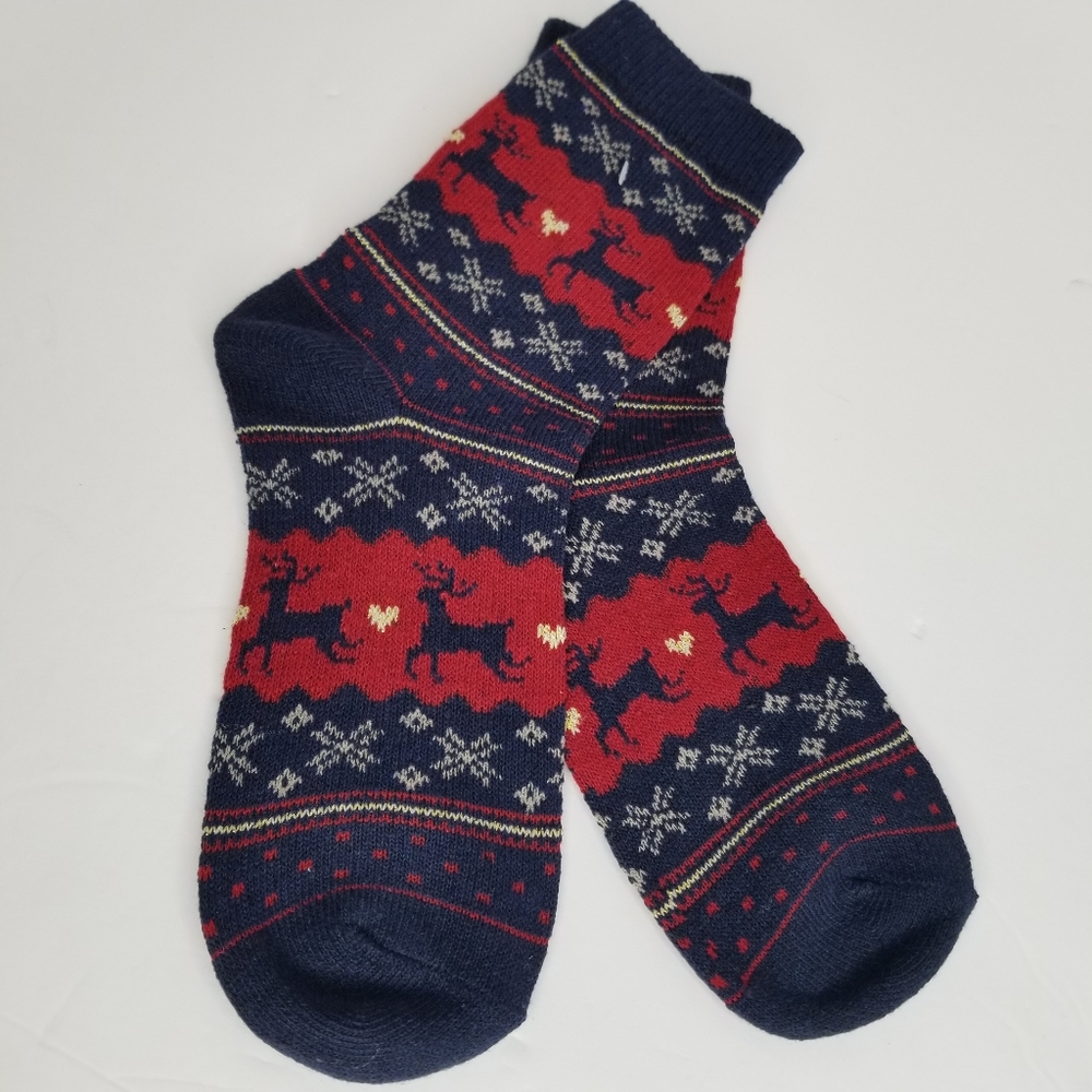 🍁3/$25 5 Pr Holiday Reindeer Socks - Picture 4 of 8